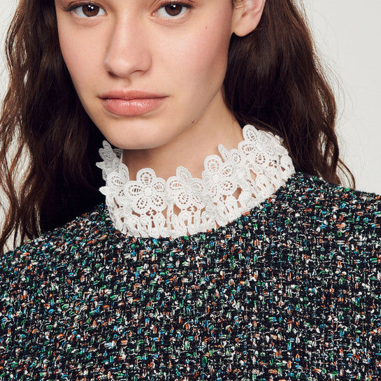 Robe en tweed à galon au col Sandro seconde main