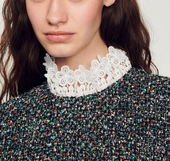 Robe en tweed à galon au col Sandro seconde main