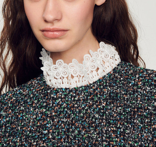 Robe en tweed à galon au col Sandro seconde main