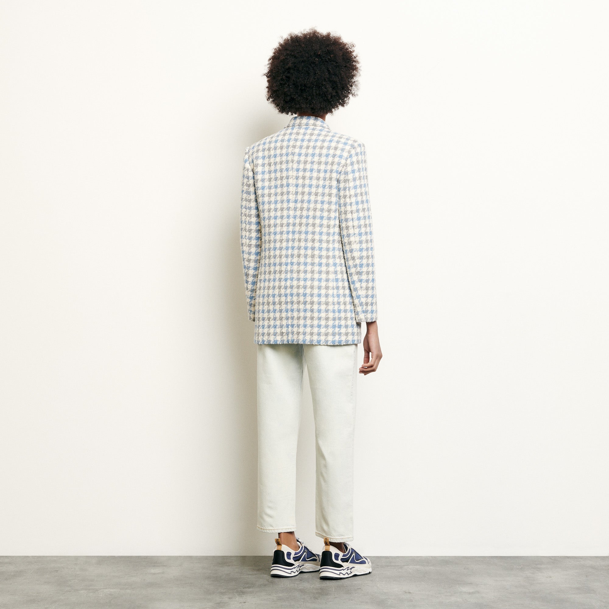 Veste tailleur en tweed pied de coq Sandro seconde main