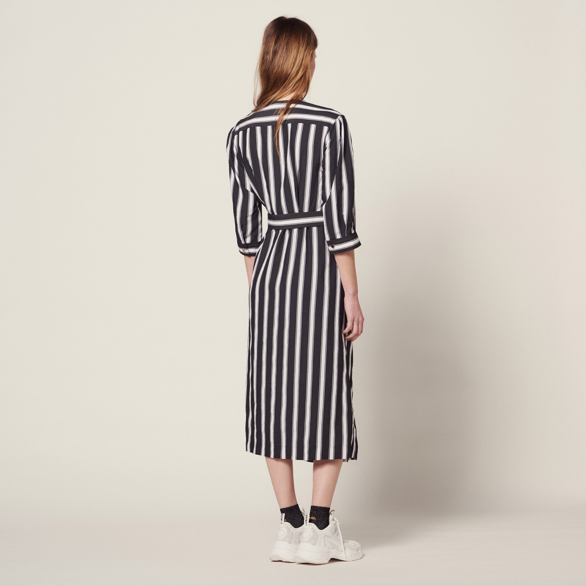 Robe midi à rayures contrastées Sandro seconde main