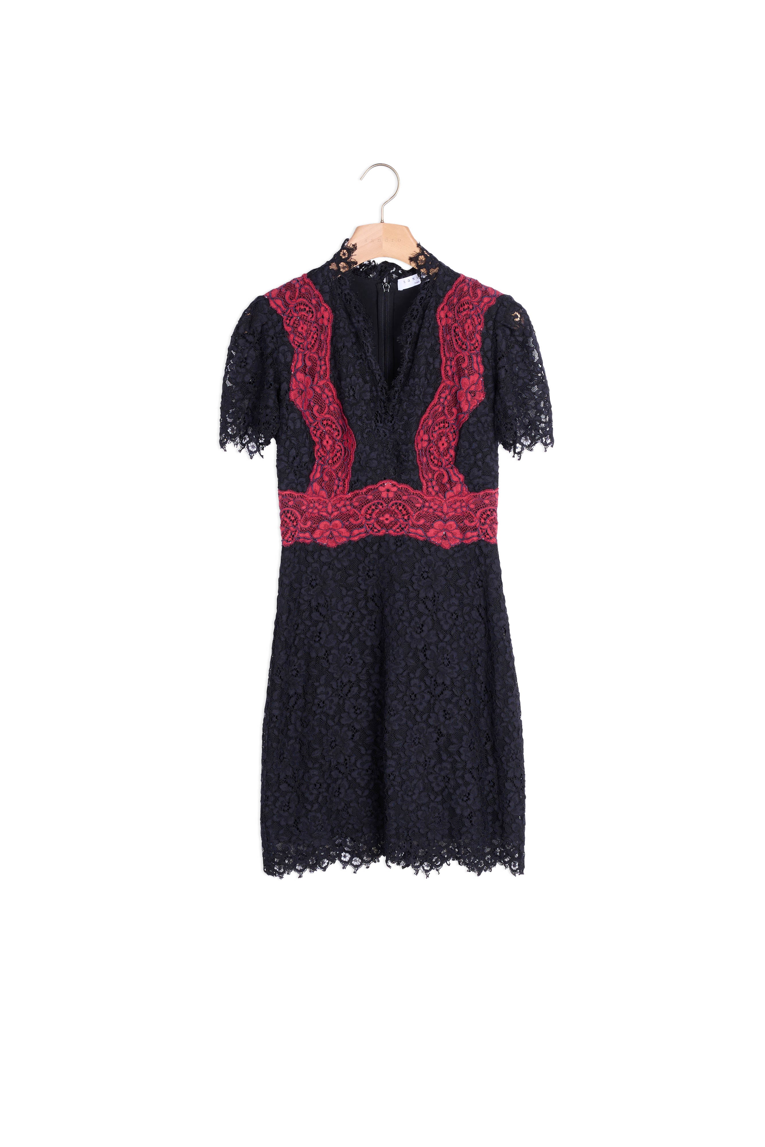Robe en dentelle avec détails rouge Sandro seconde main