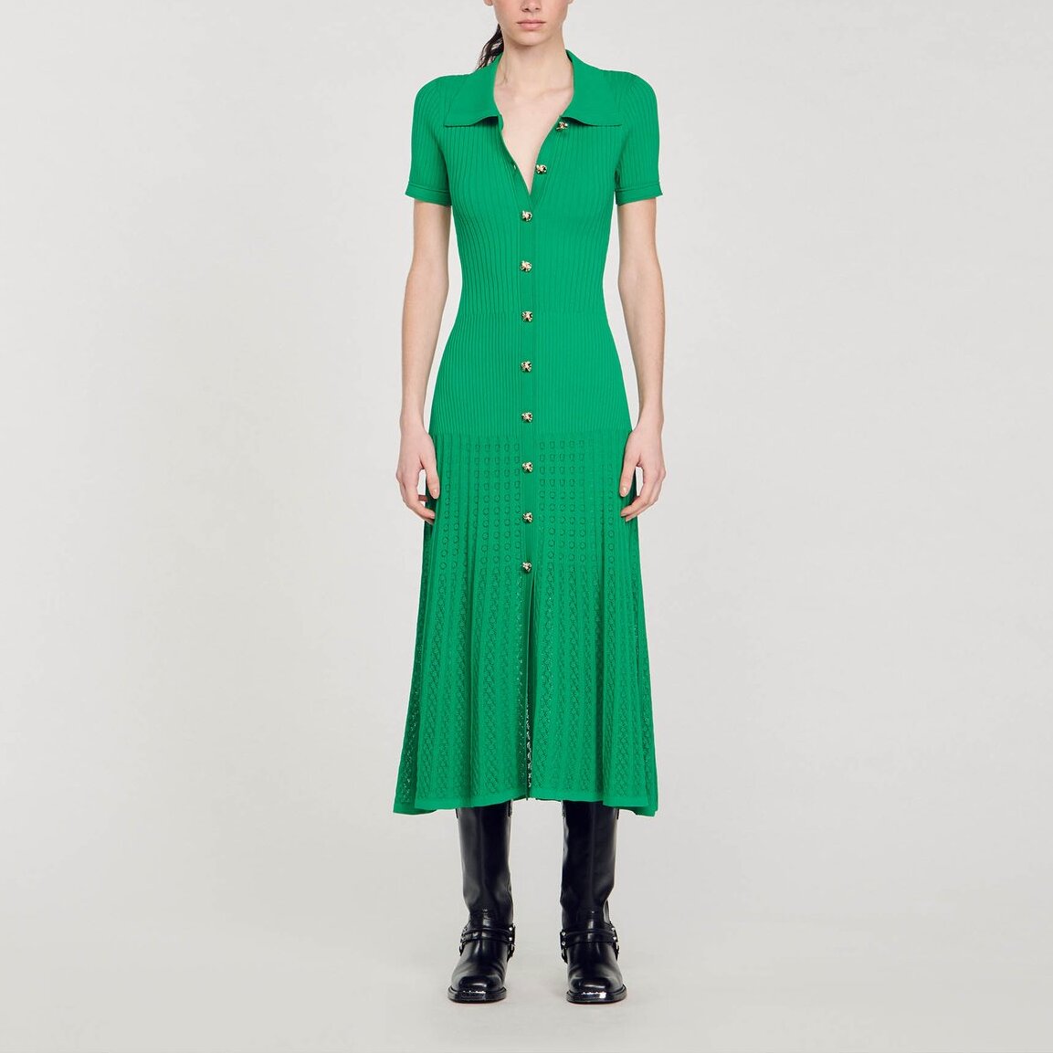 Robe longue en Maille côtelée Sandro seconde main