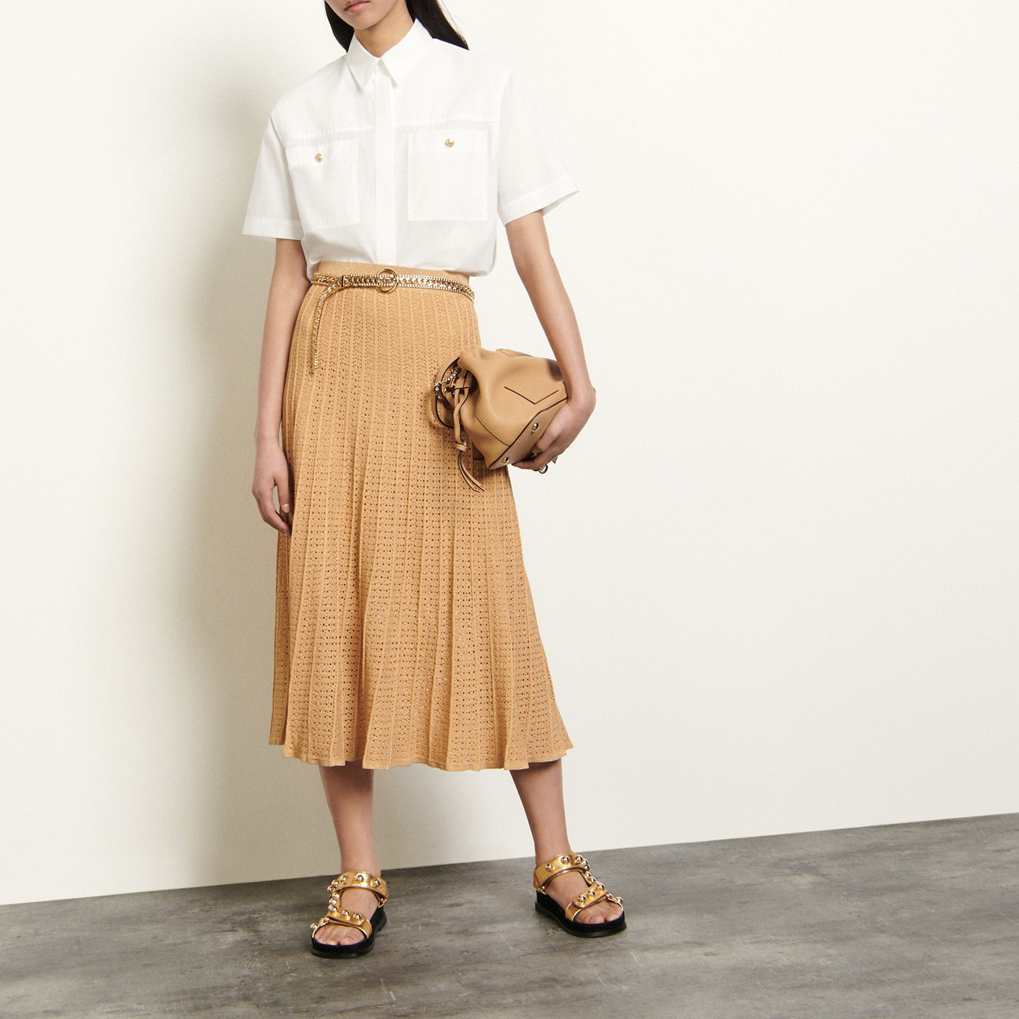 Jupe longue en pointelle fantaisie Sandro seconde main