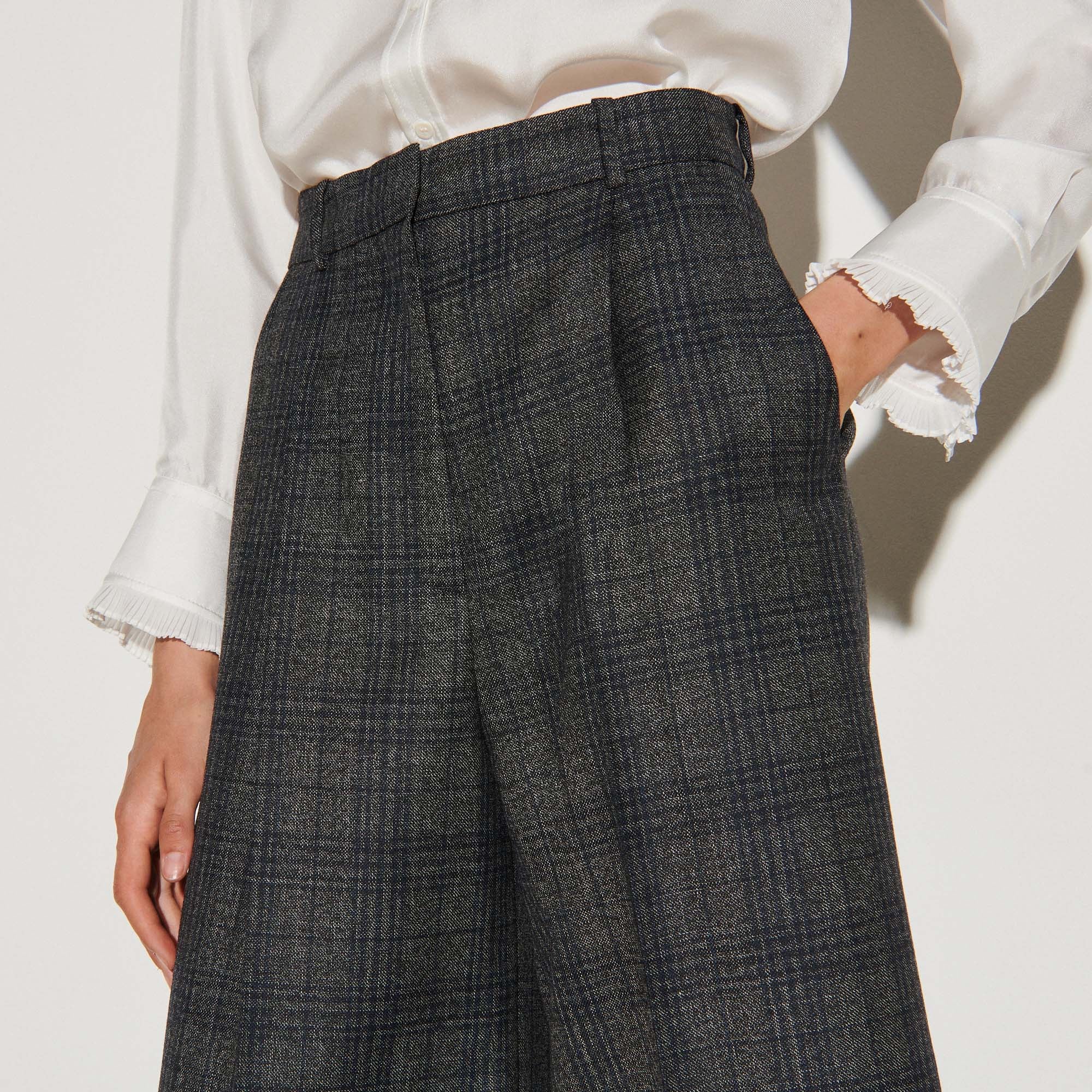 Pantalon large 7/8ème à carreaux Sandro seconde main