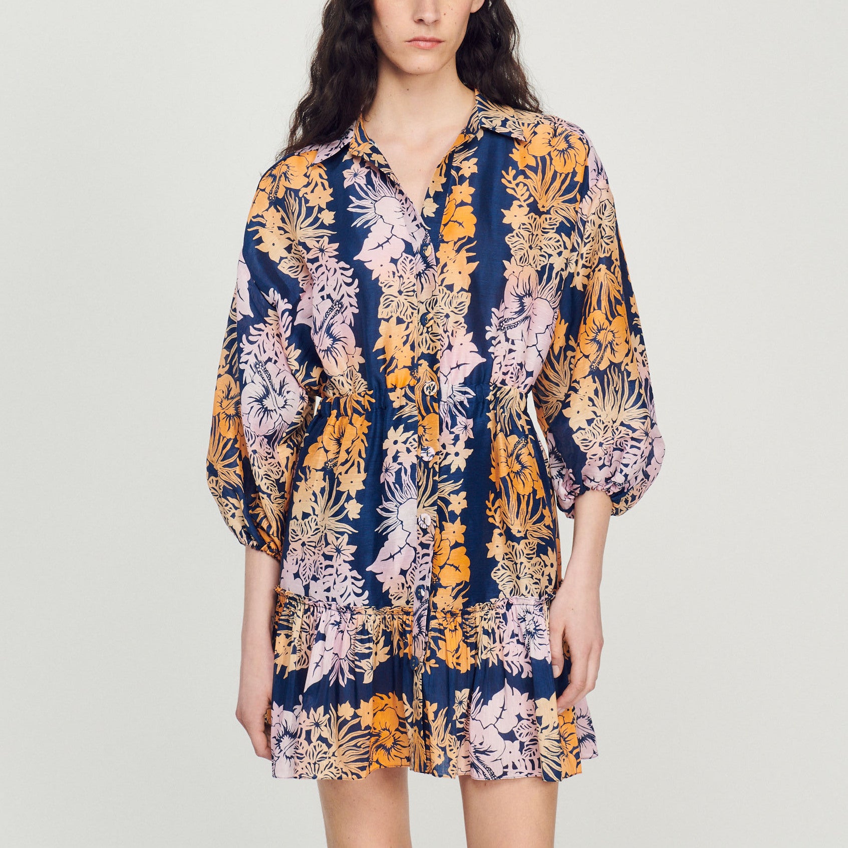 Robe courte imprimée Hawaï Sandro seconde main