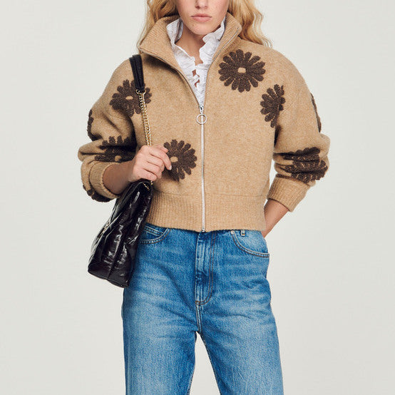 Pull camionneur orné de fleurs Sandro seconde main