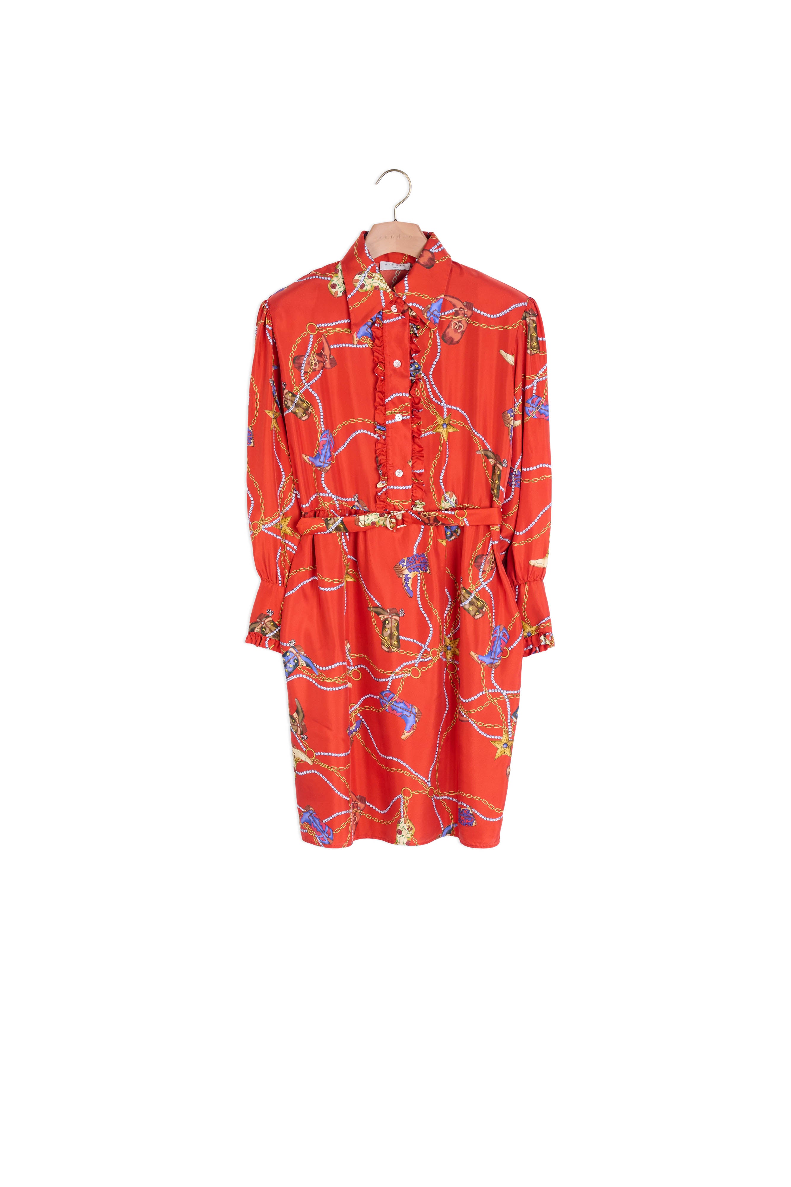 Robe courte en twill de soie imprimée Sandro seconde main