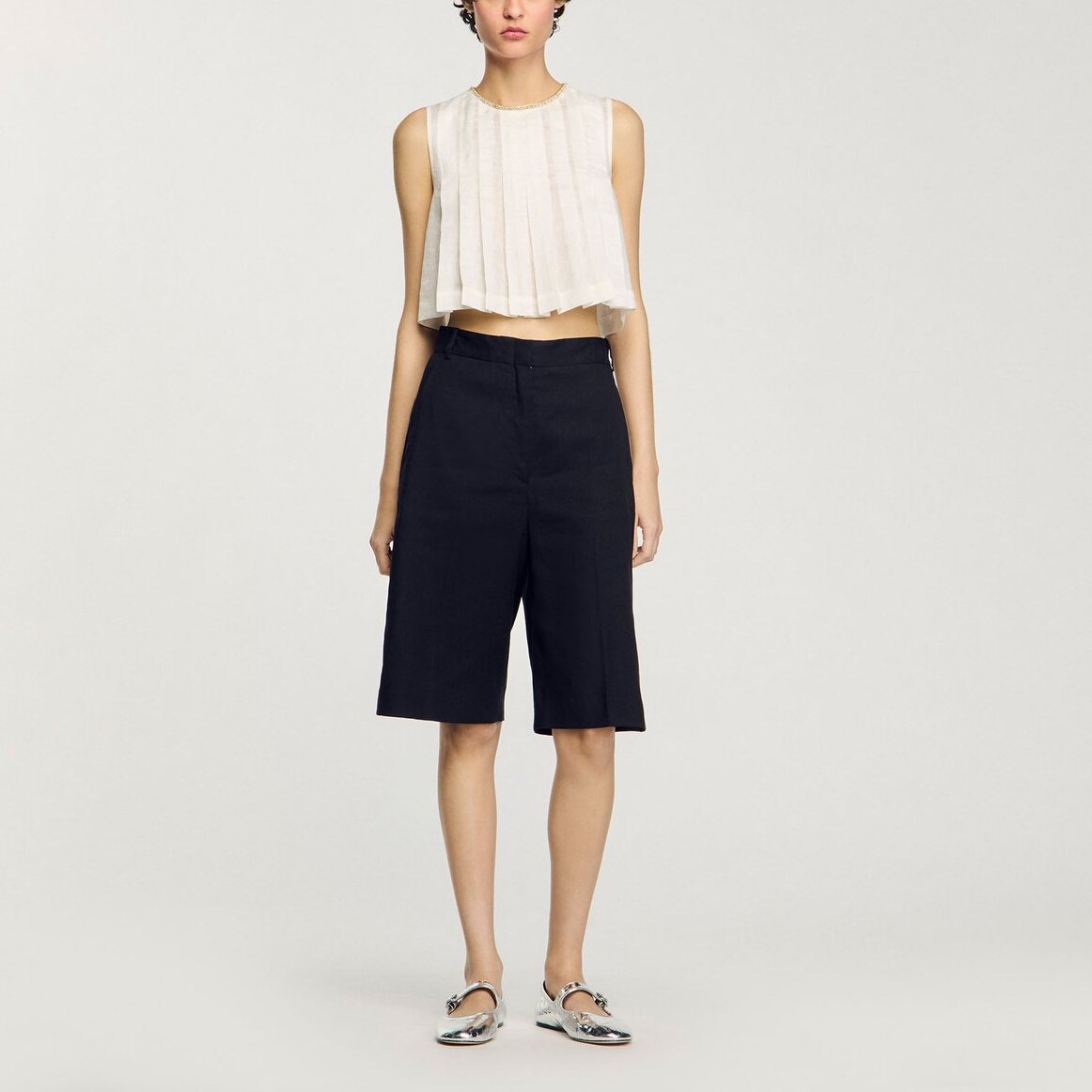 Bermuda en lin mélangé Sandro seconde main