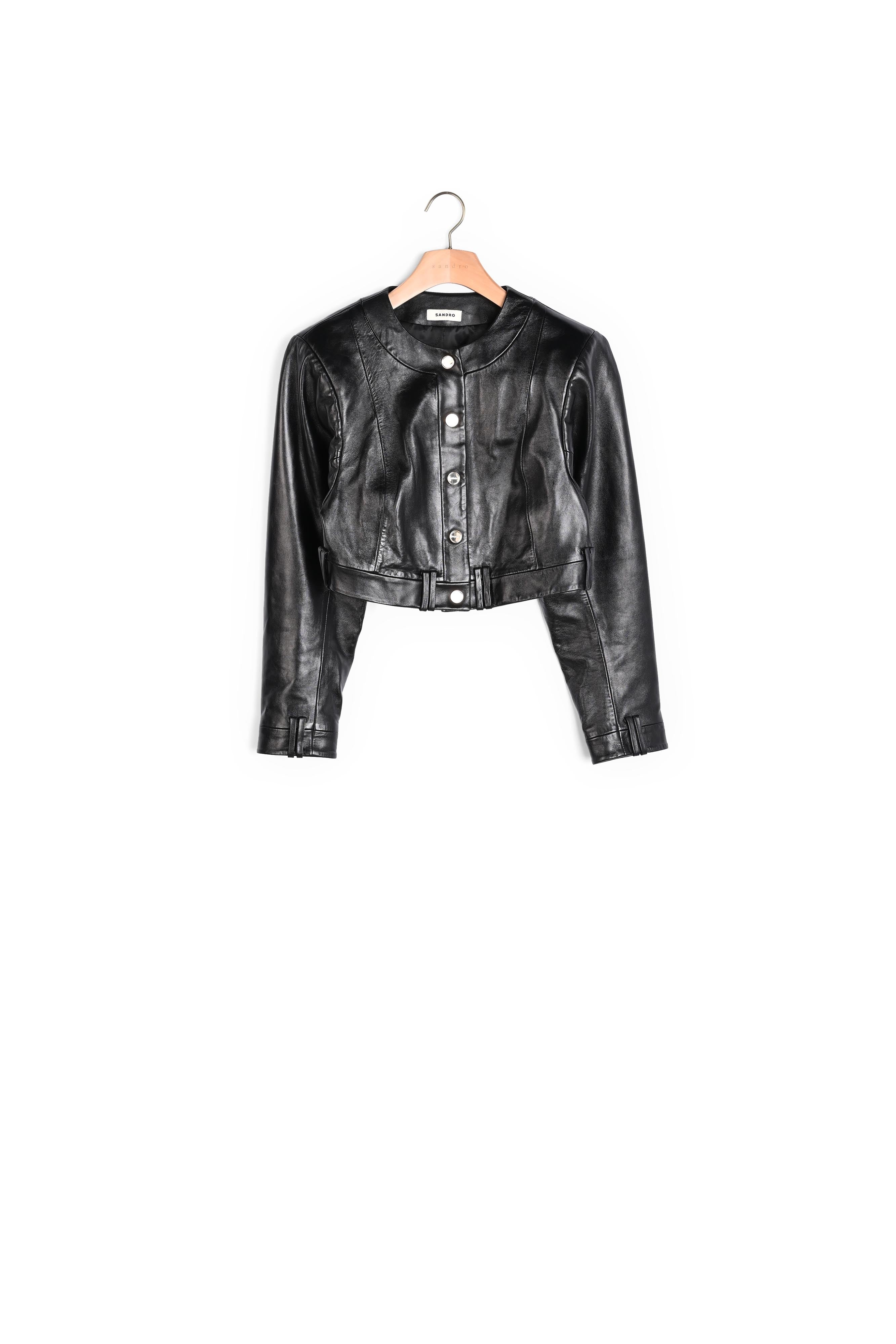 Blouson en cuir glacé Sandro seconde main