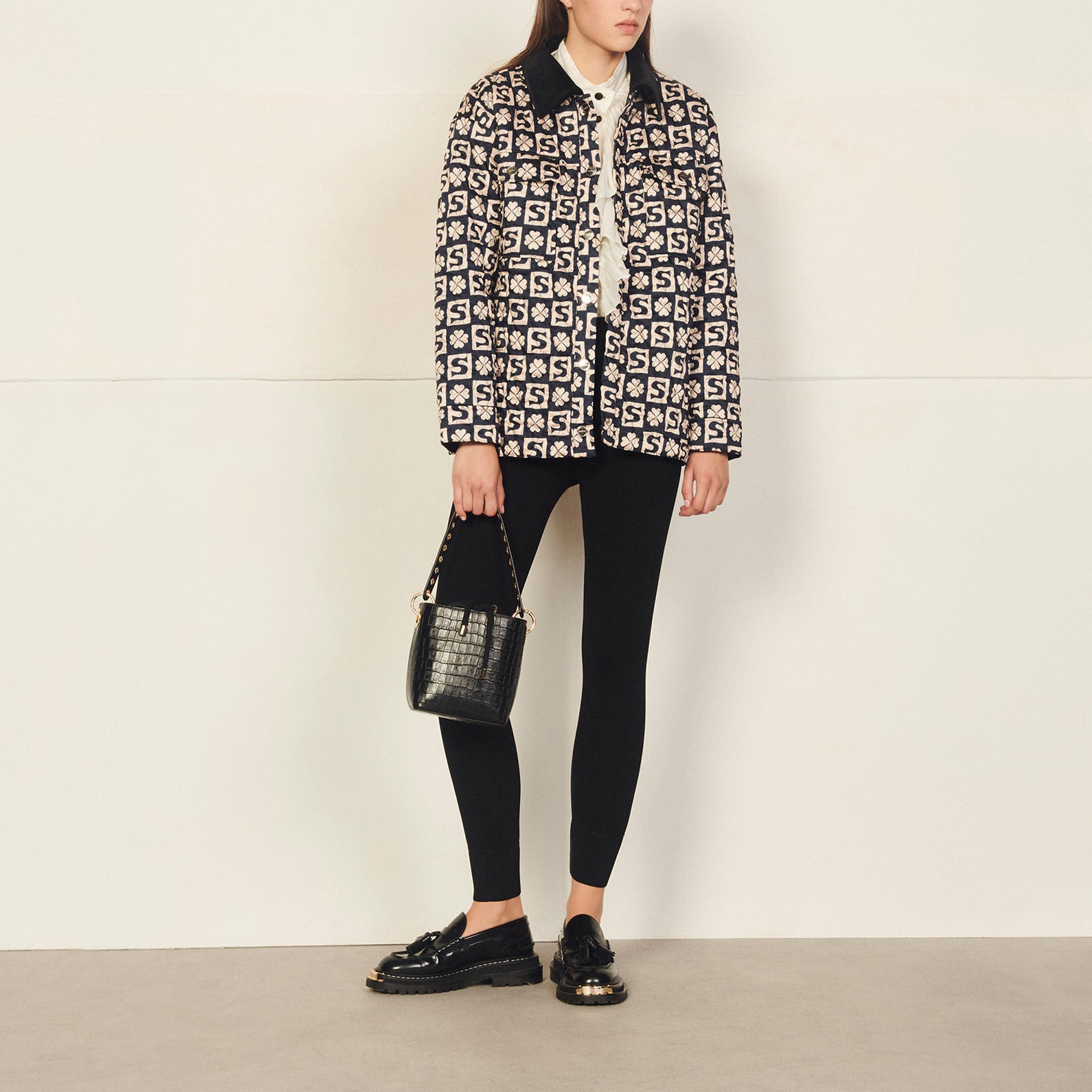 Cardi coat matelassé en mix-matières Sandro seconde main