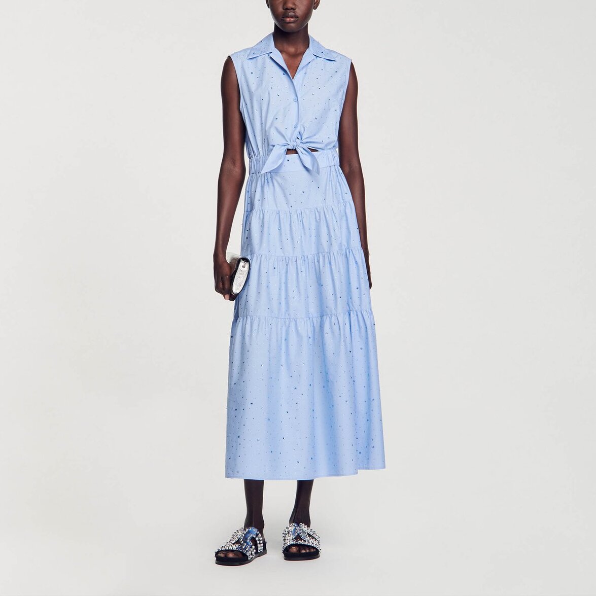 Robe longue nouée ornée de strass Sandro seconde main