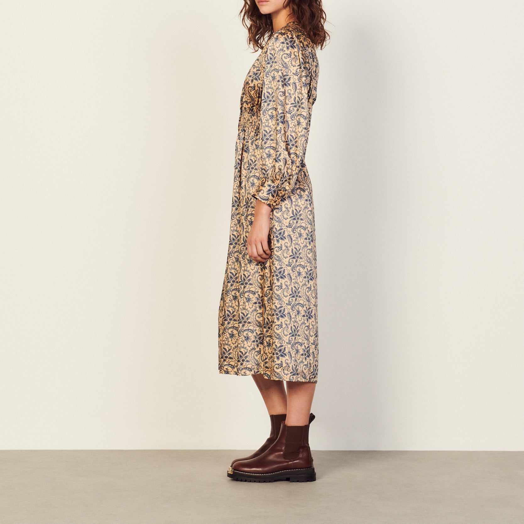 Robe longue fluide et imprimée Sandro seconde main