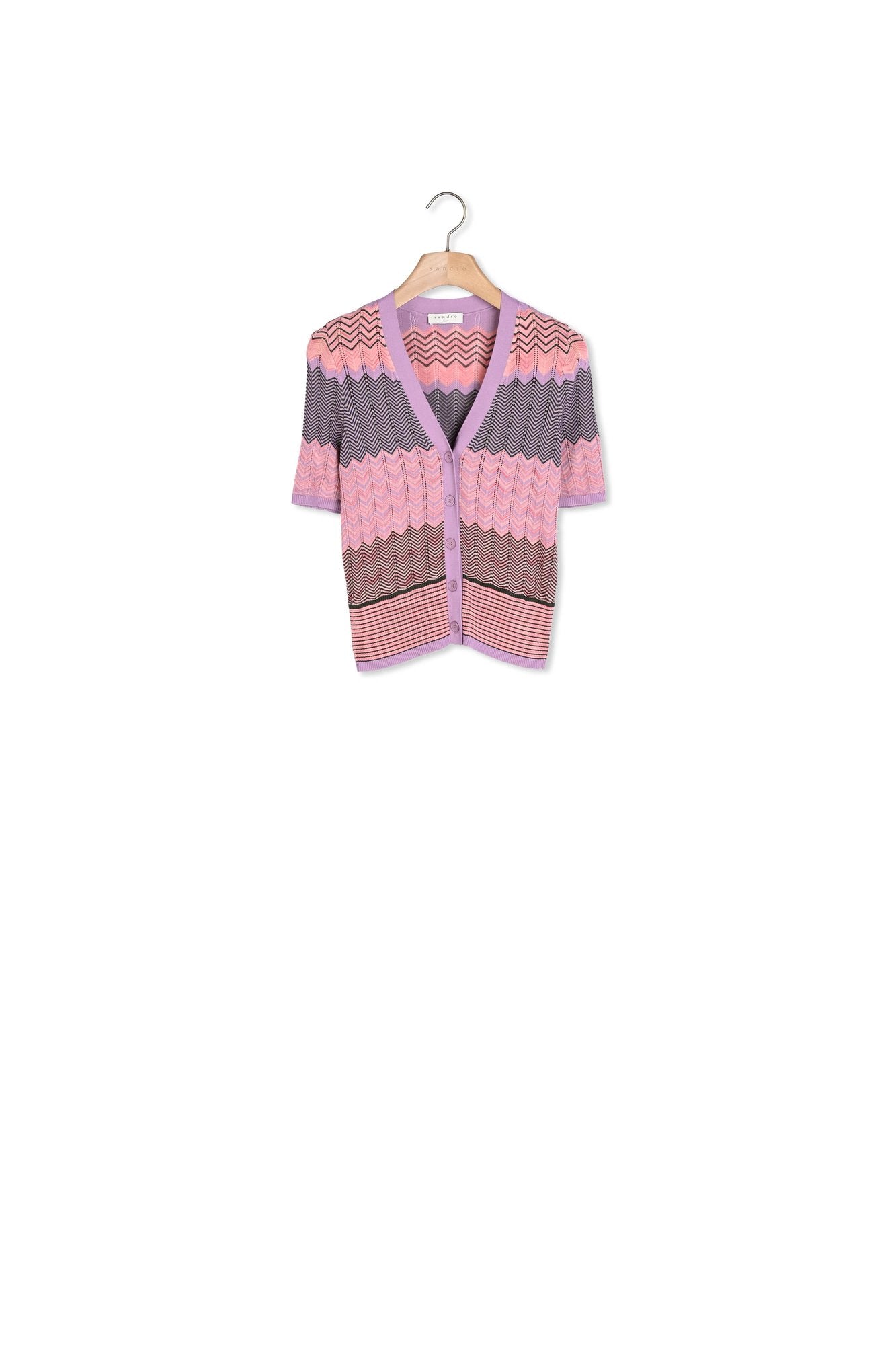 Cardigan manches courtes à rayures Sandro seconde main