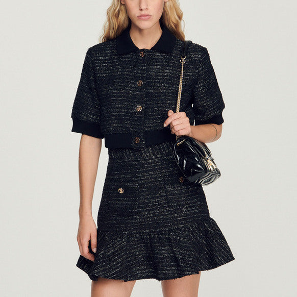 Veste courte en tweed manches courtes Sandro seconde main