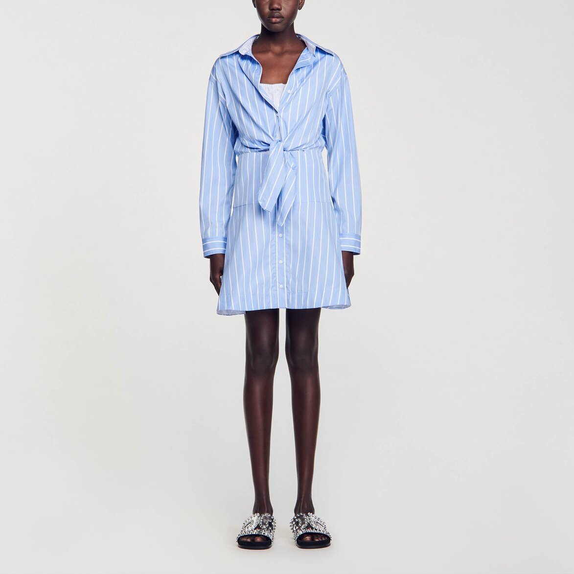 Robe Chemise nouée à rayures Sandro seconde main