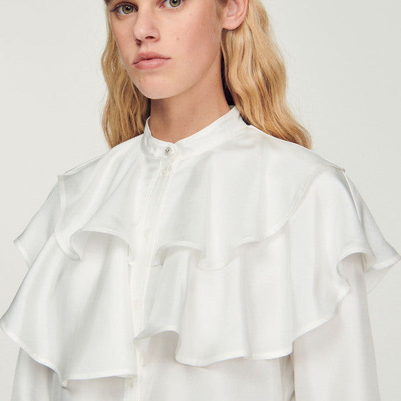 Chemise en soie à volants Sandro seconde main