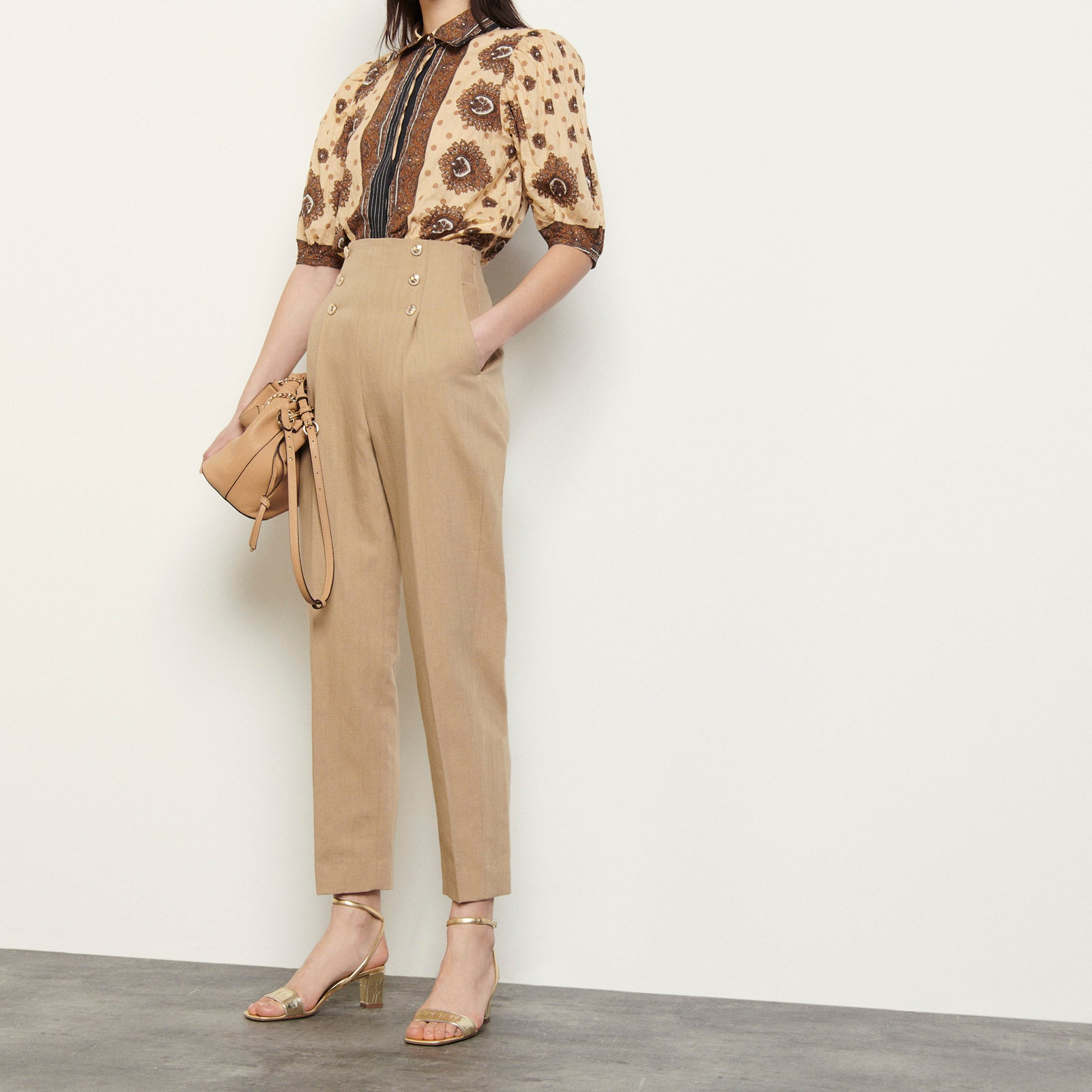 Pantalon taille haute avec boutons Sandro seconde main