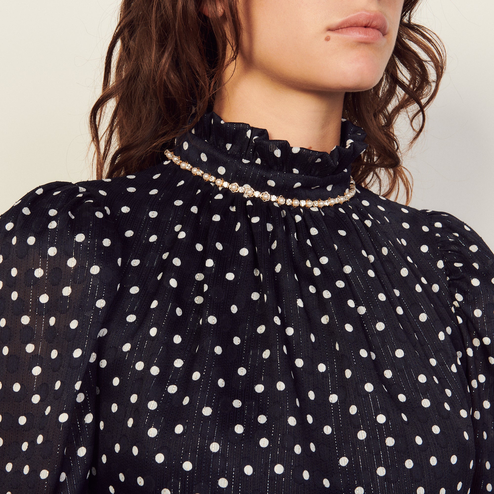 Robe imprimé marine et blanc Sandro seconde main