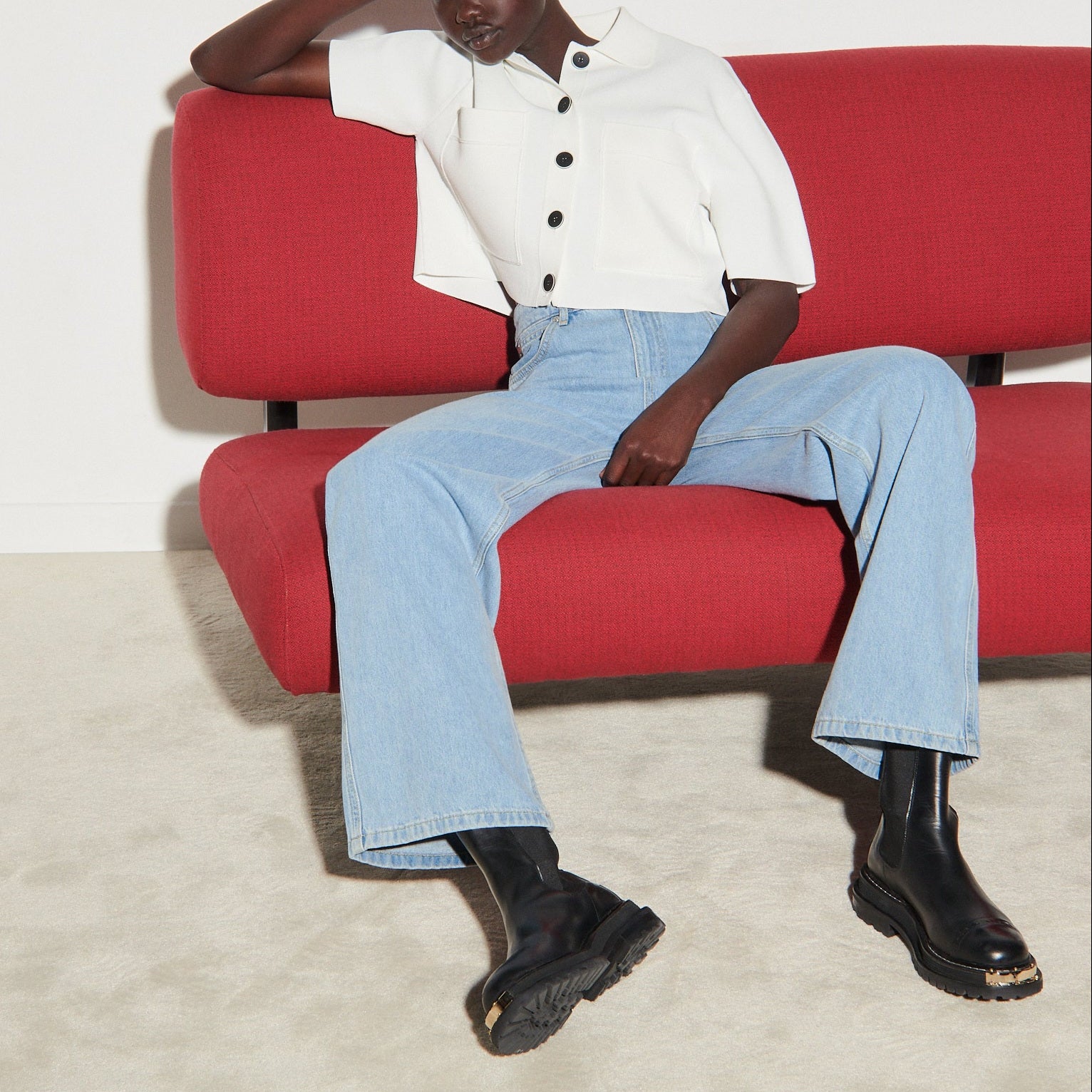 Cardigan court façon Chemise en Maille Sandro seconde main