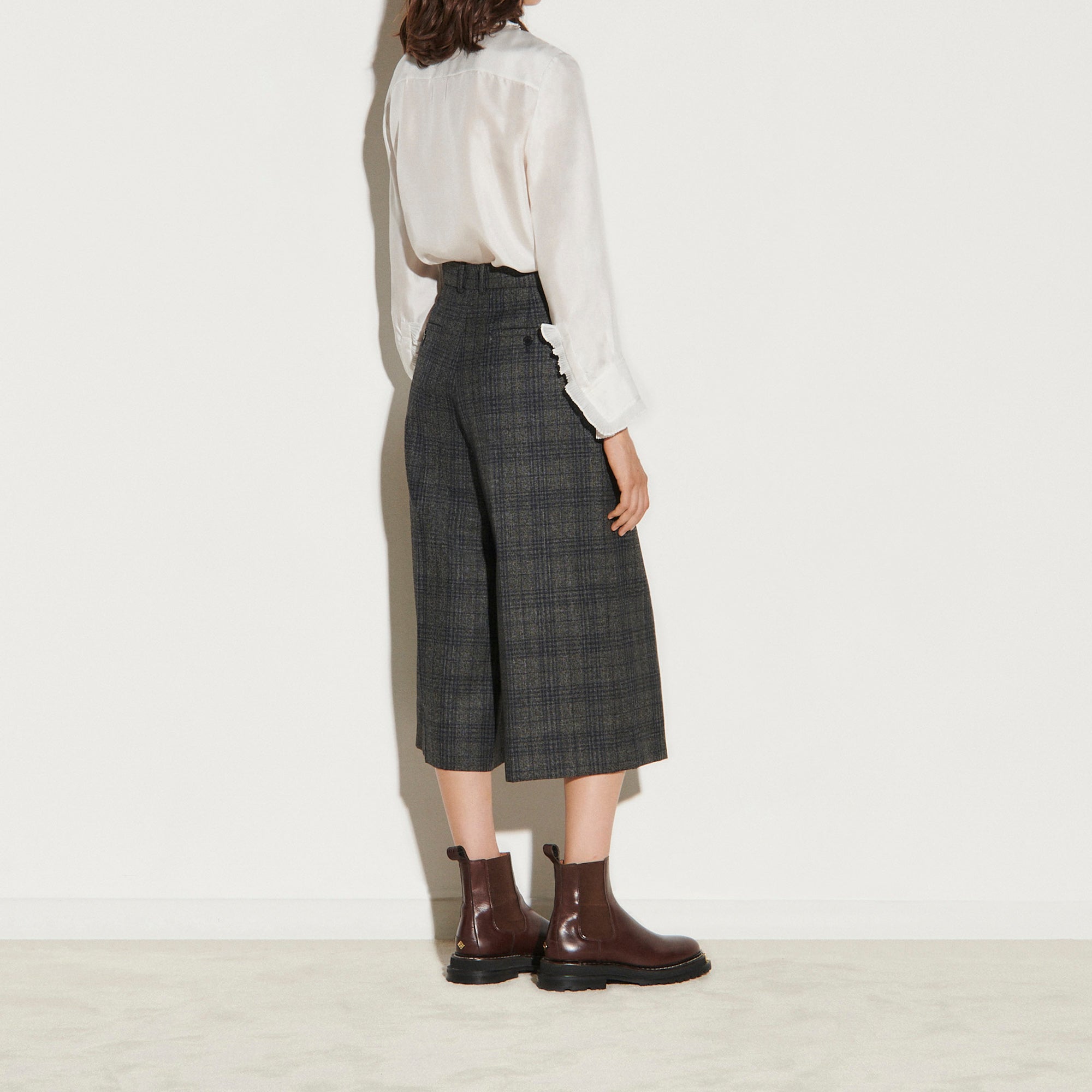 Pantalon large 7/8ème à carreaux Sandro seconde main