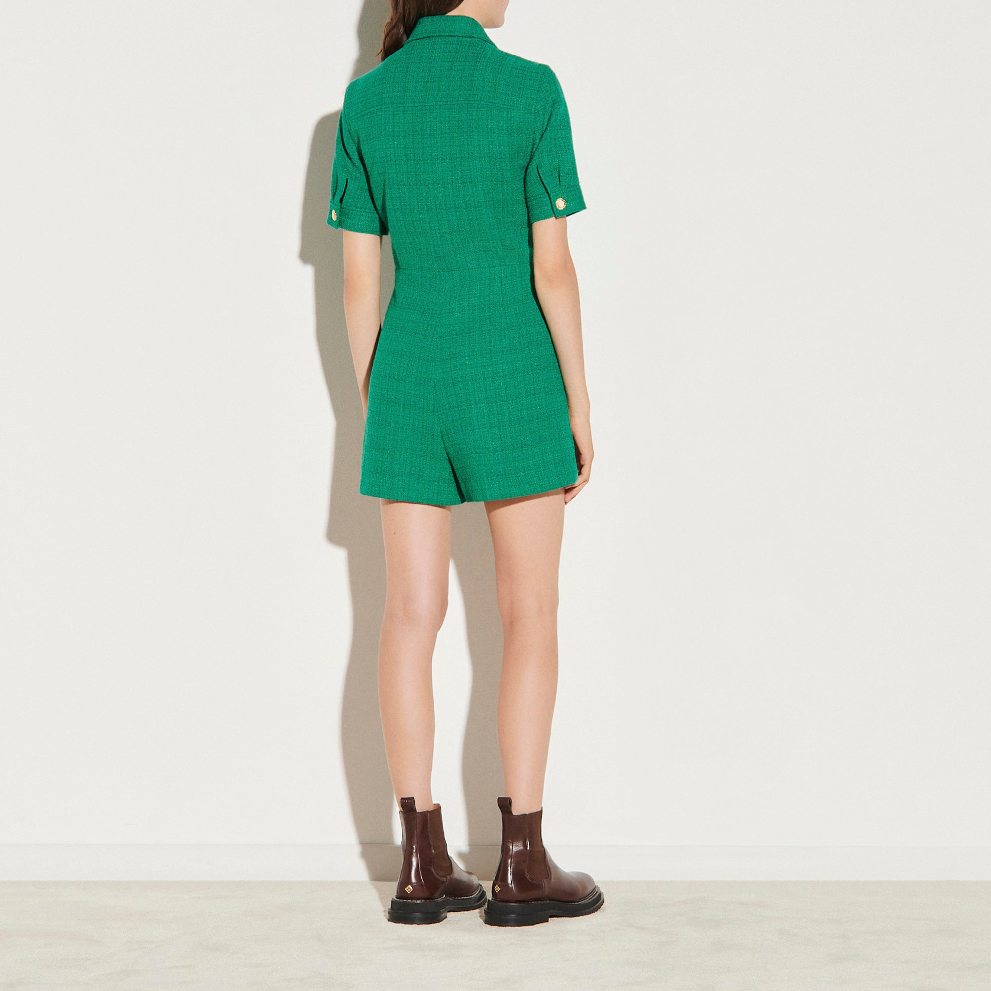 Combinaison Short en tweed à zipper Sandro seconde main