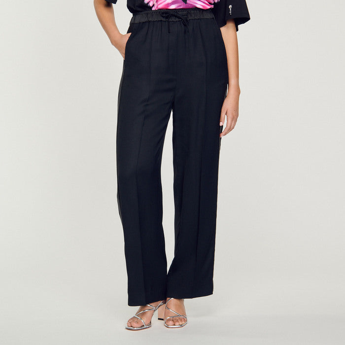 Pantalon large à bande latérale satinée Sandro seconde main