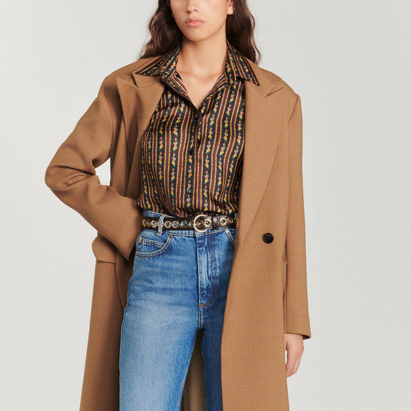 Chemise fluide à  imprimé fleurs rayures Sandro seconde main