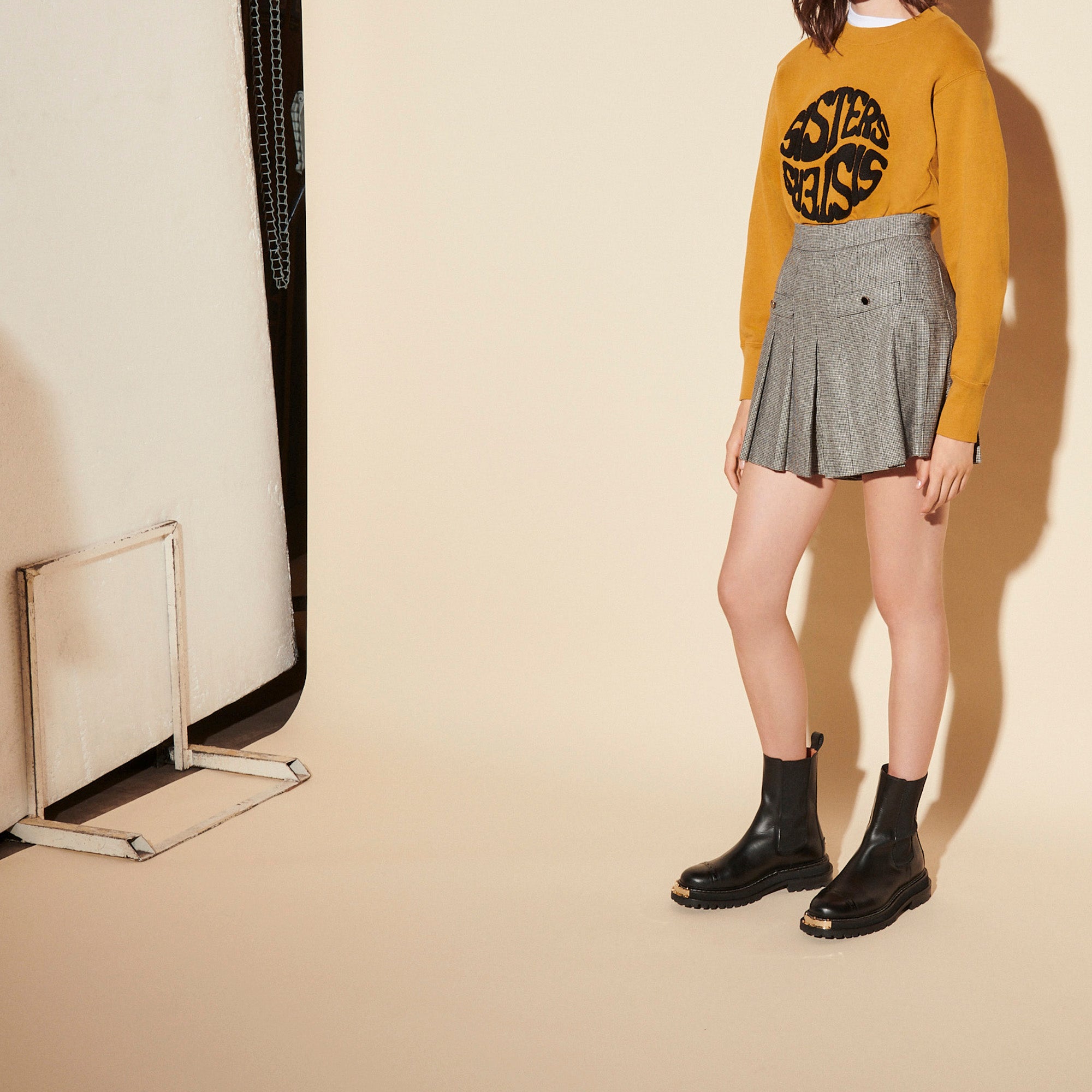 Short Jupe à motif pied de poule Sandro seconde main