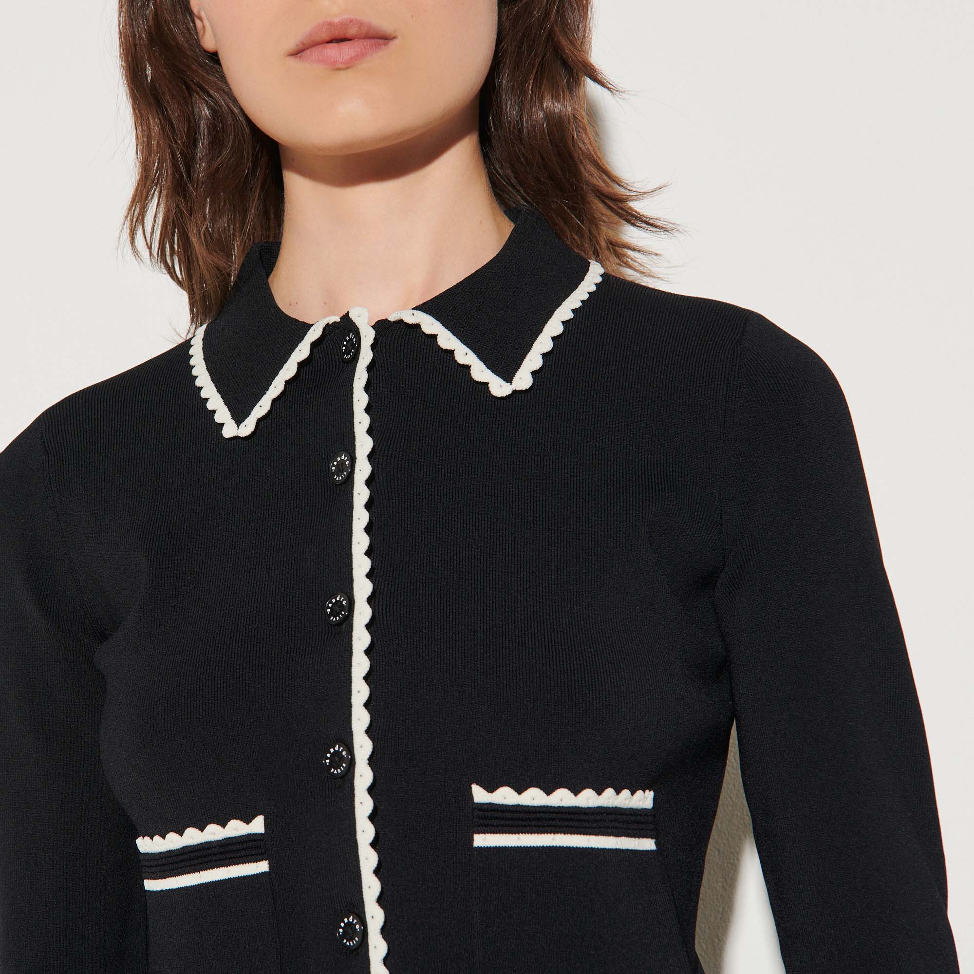 Cardigan court à col Chemise Sandro seconde main