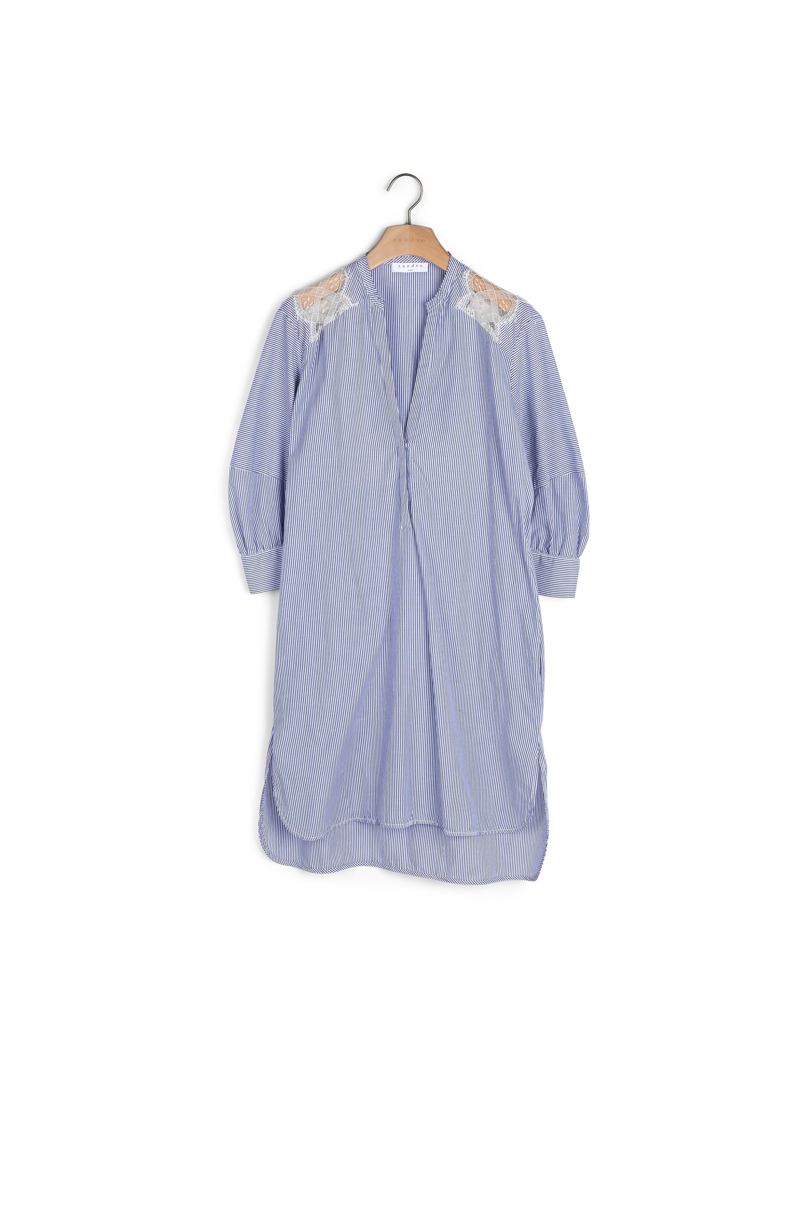 Robe tunique à rayures et dentelle Sandro seconde main