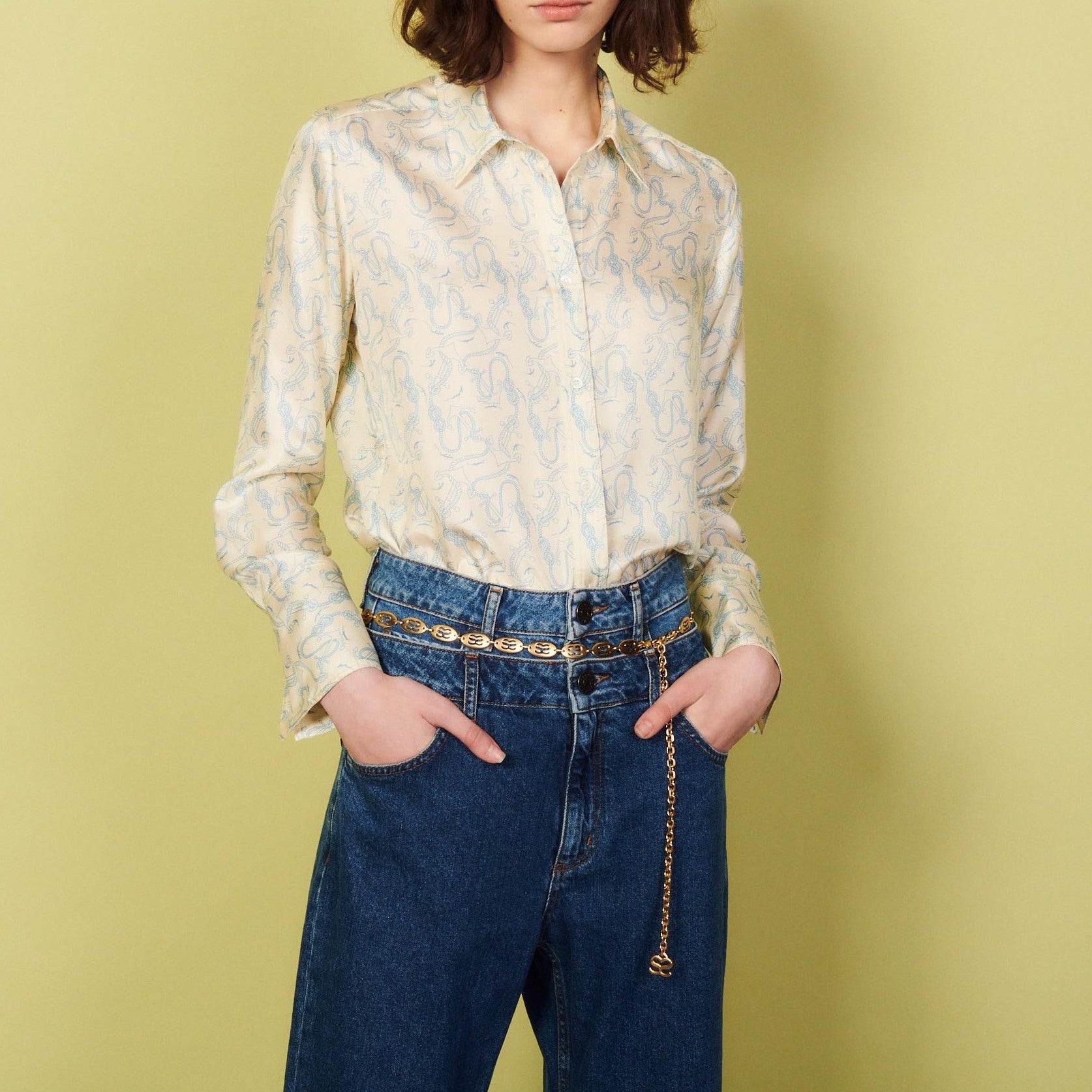 Chemise fluide en soie imprimée Sandro seconde main