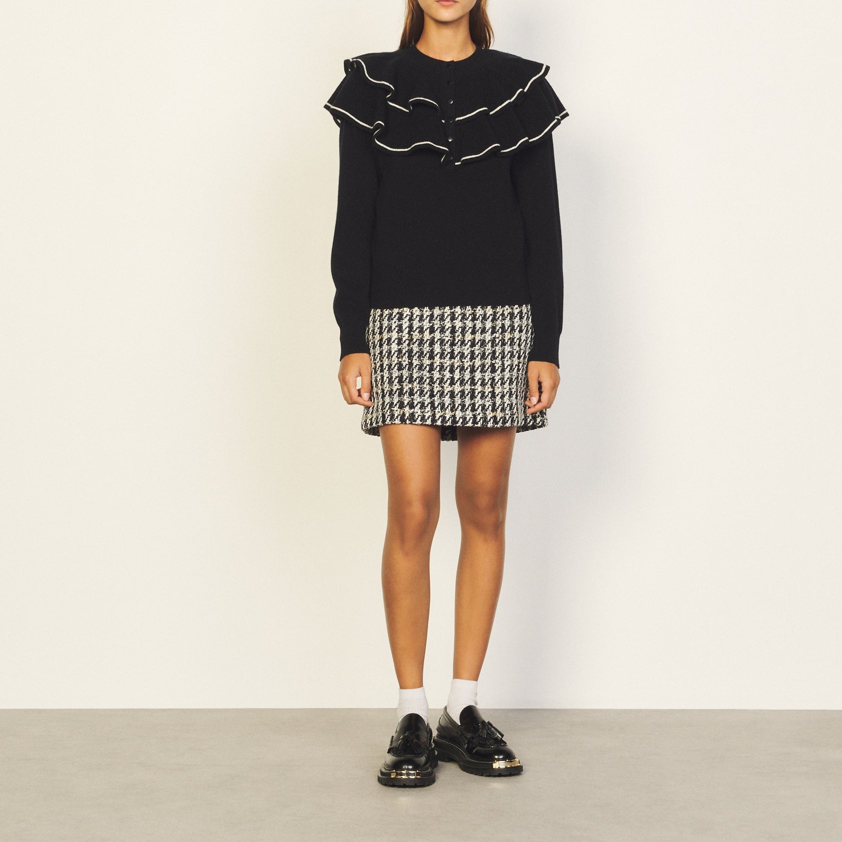 Jupe Marine / Blanc Sandro seconde main