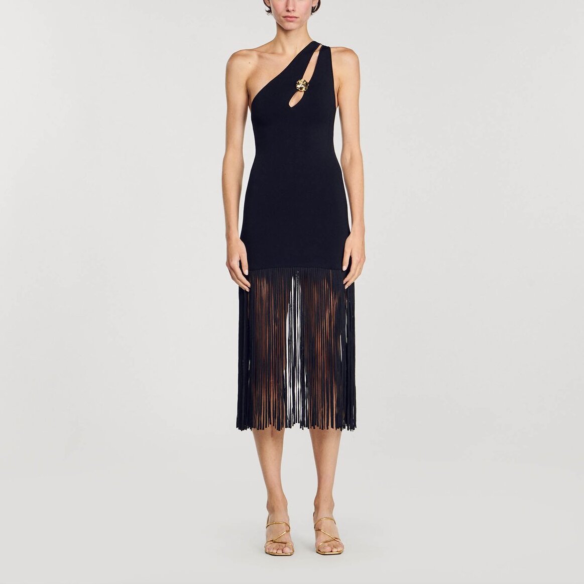 Robe asymétrique à franges Sandro seconde main