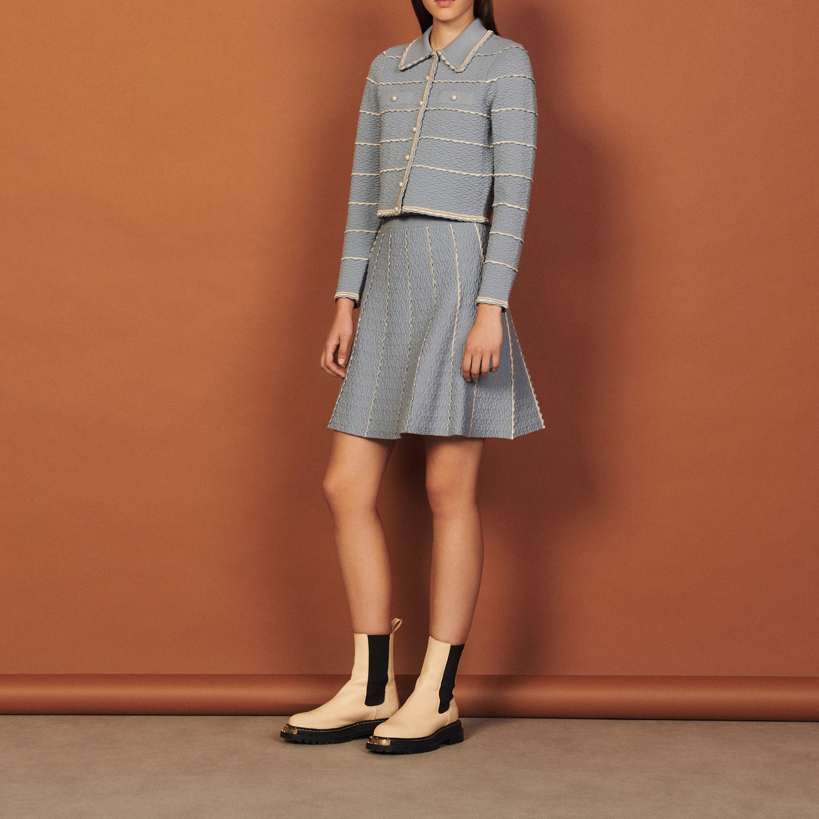 Jupe courte trapèze en Maille Sandro seconde main