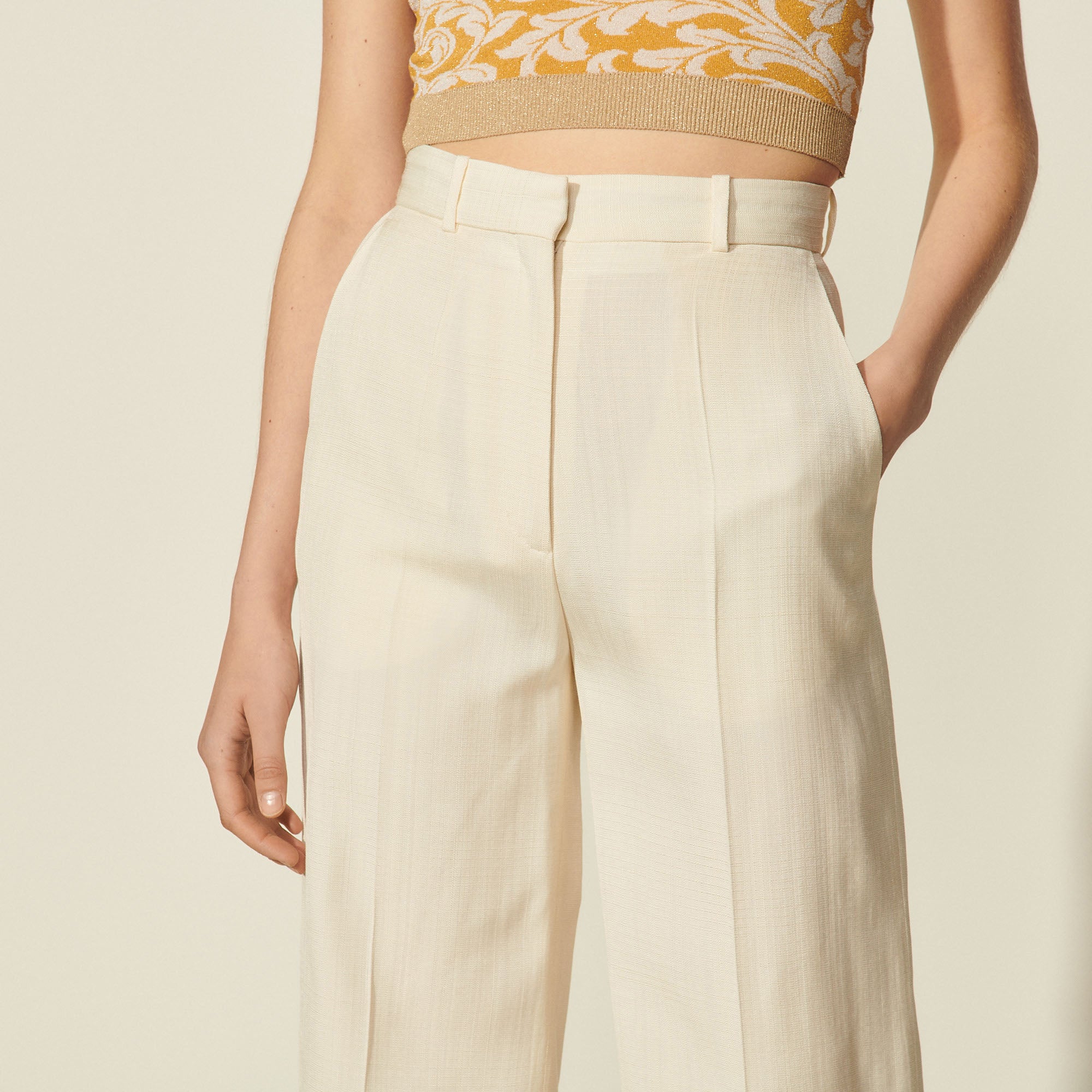 Pantalon taille haute au large revers Sandro seconde main