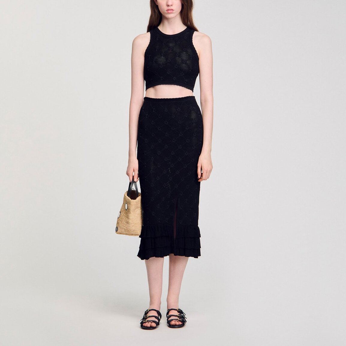 Jupe midi en maille Sandro seconde main