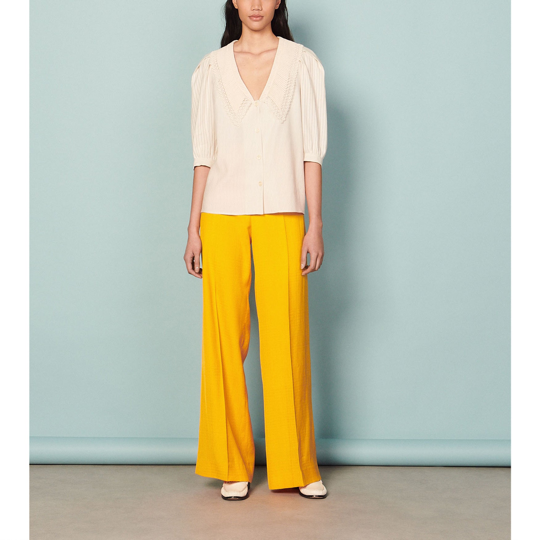 Chemise en lin rayée Sandro seconde main