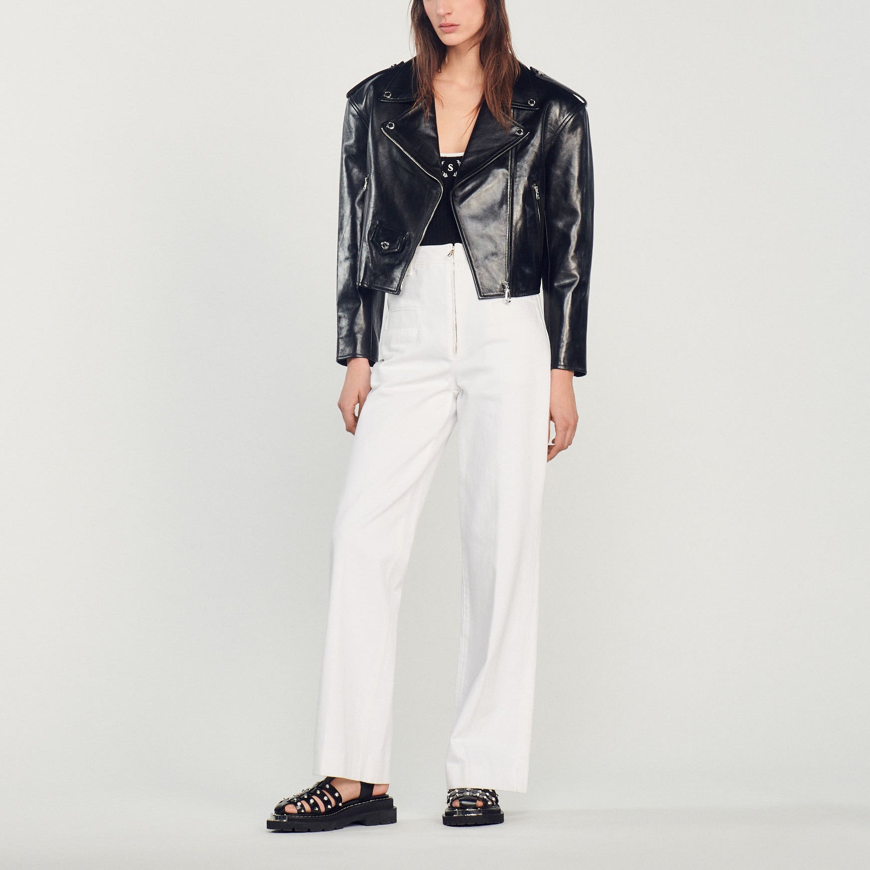 Pantalon large en toile Sandro seconde main