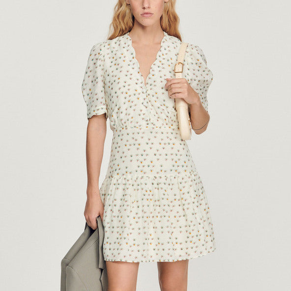 Robe à manches courtes imprimé Fleurs Sandro seconde main