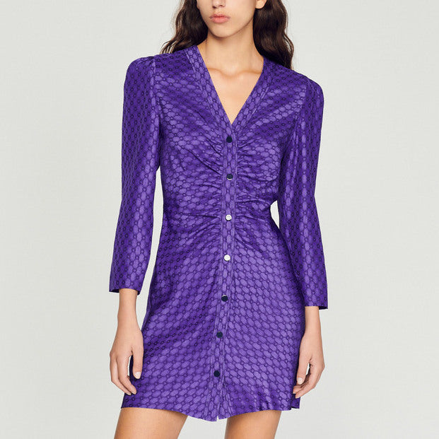 Robe courte froncé jacquard à motifs Sandro seconde main