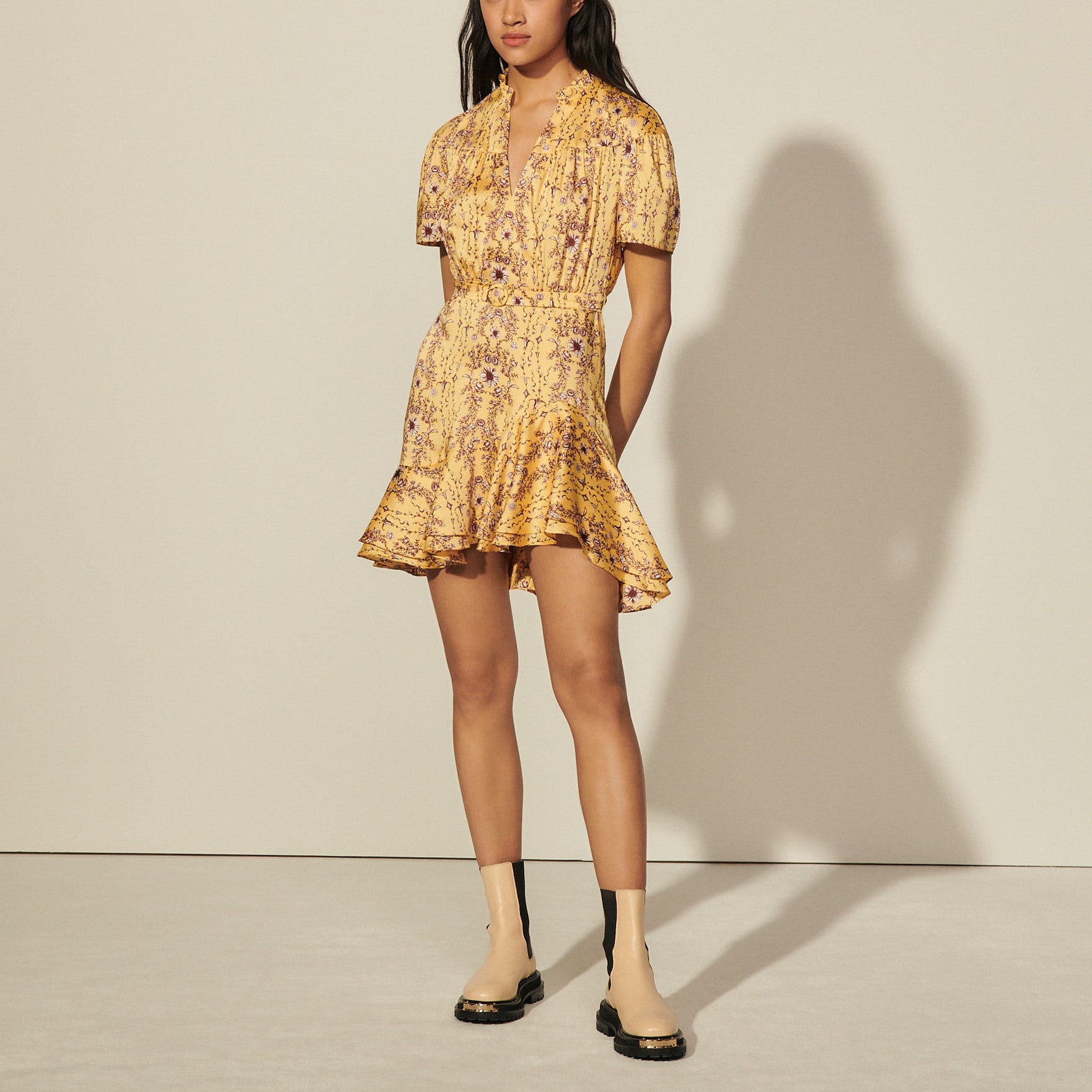 Robe courte imprimée à volants Sandro seconde main