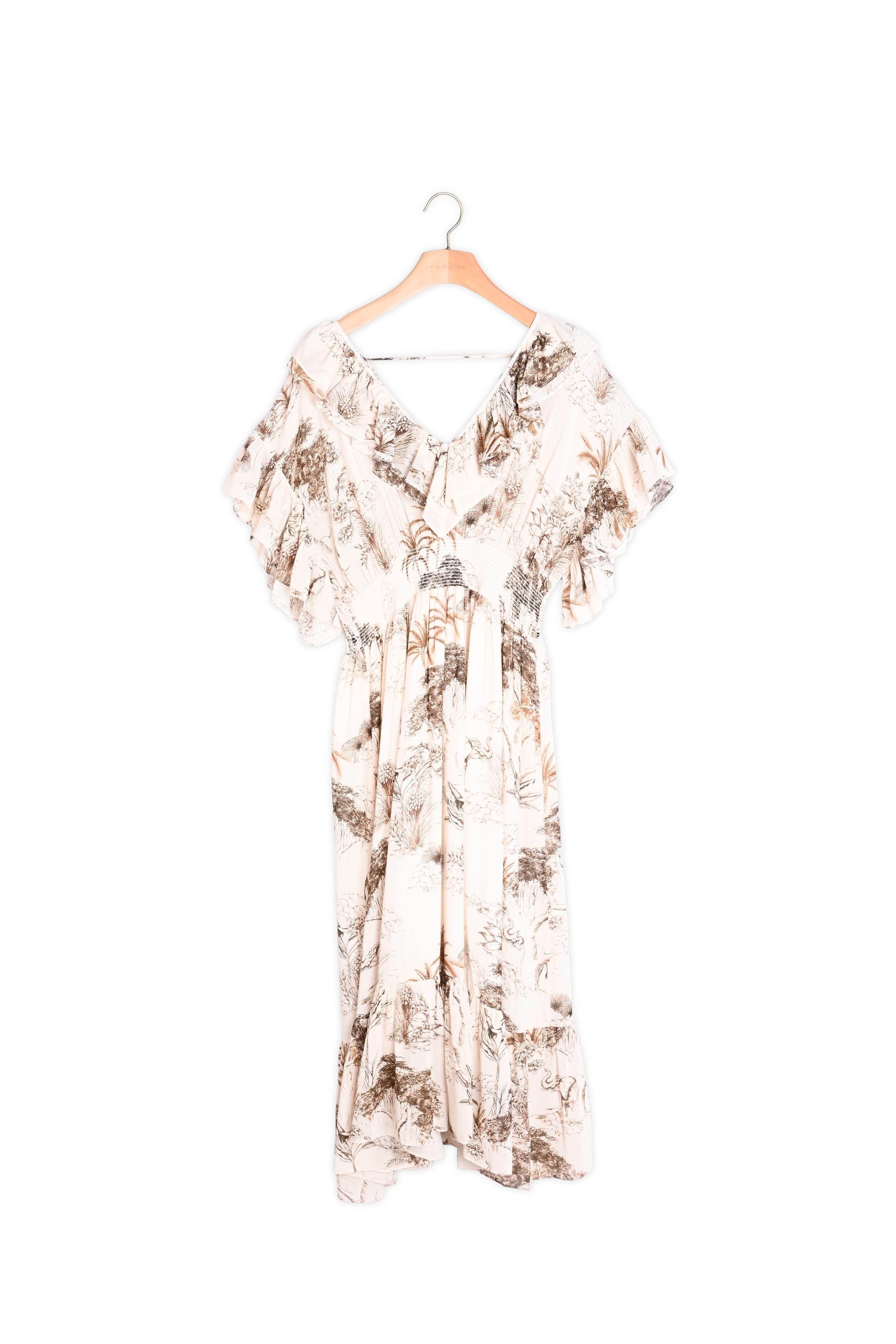 Robe longue imprimée avec volants Sandro seconde main