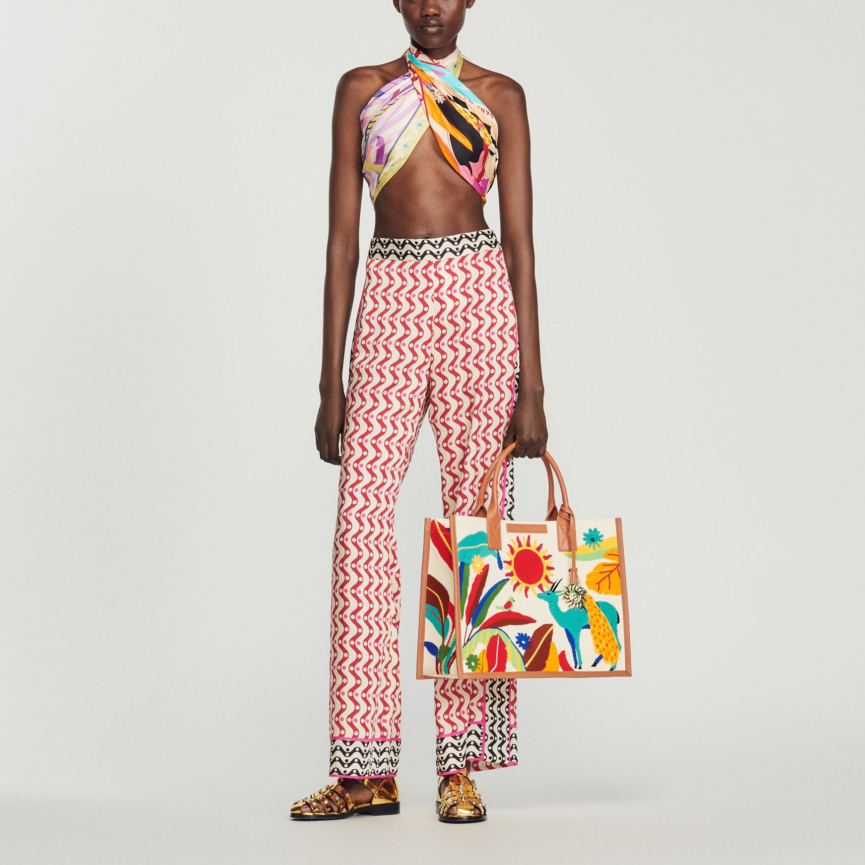 Pantalon fluide imprimé étoiles Sandro seconde main