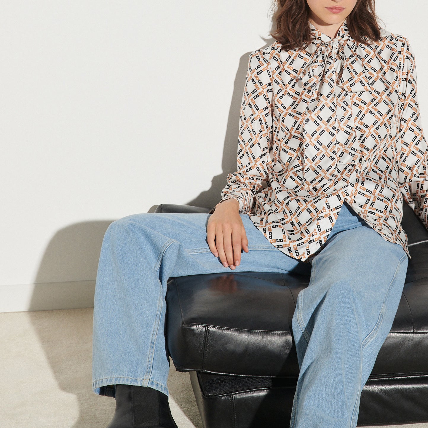 Chemise imprimée en twill de soie Sandro seconde main