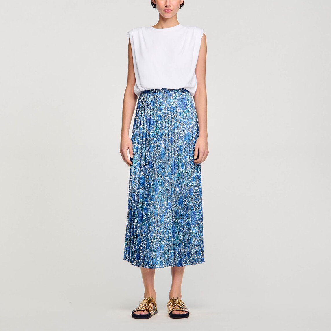 Jupe longue fluide à imprimé fleuri Sandro seconde main