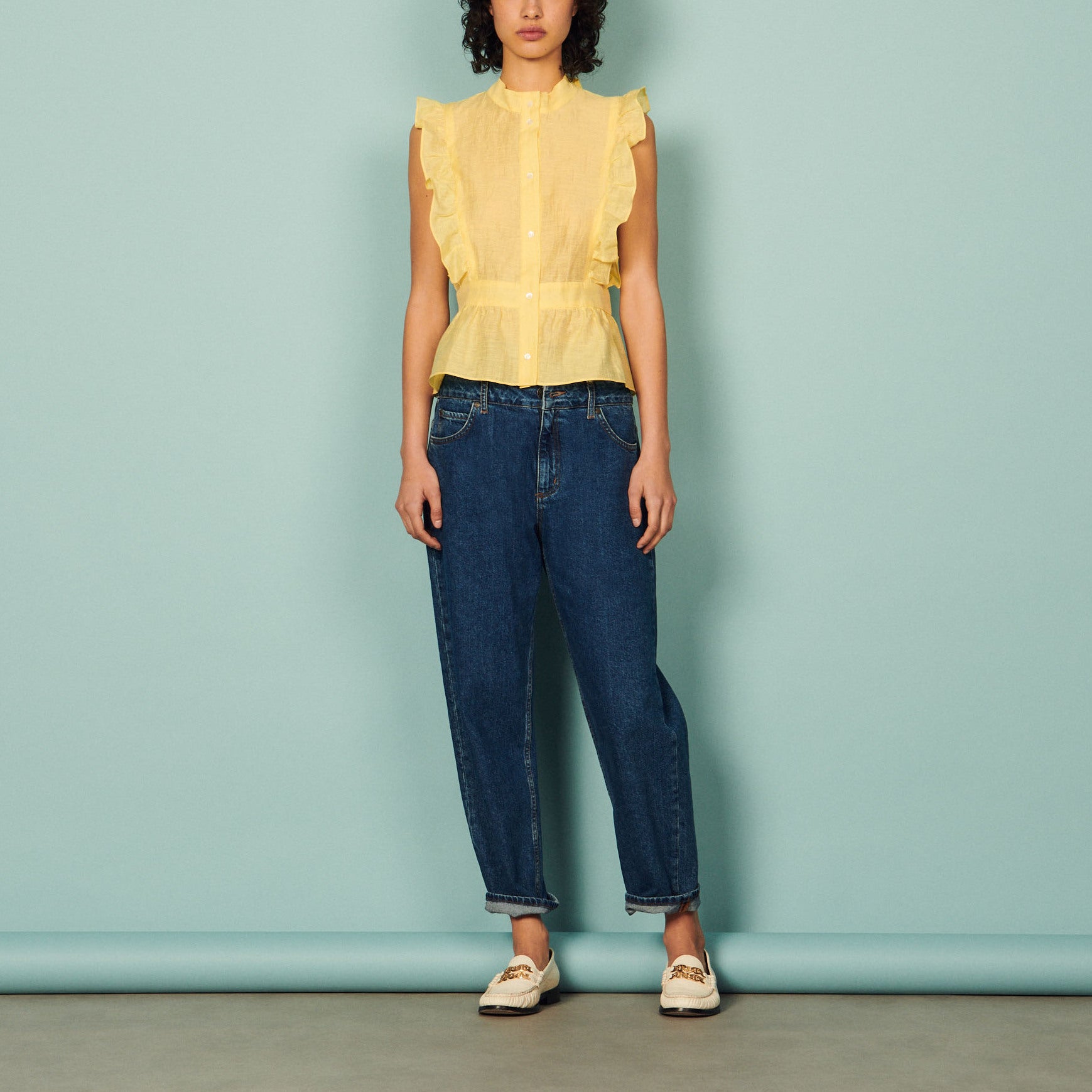 Chemisier volanté ouvert au dos Sandro seconde main