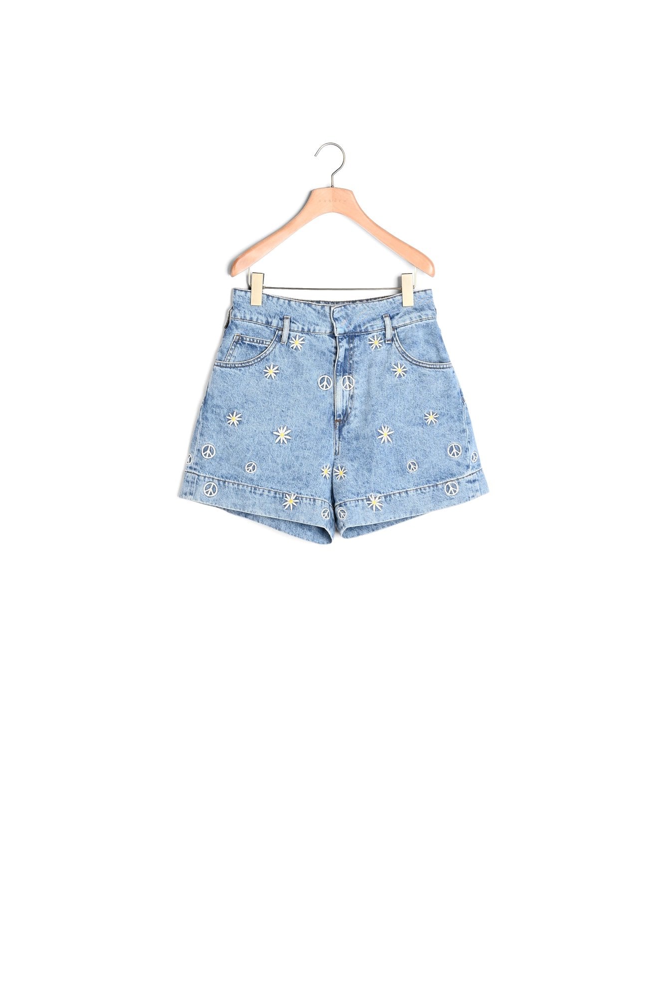Short en Jean orné de motifs brodés Sandro seconde main