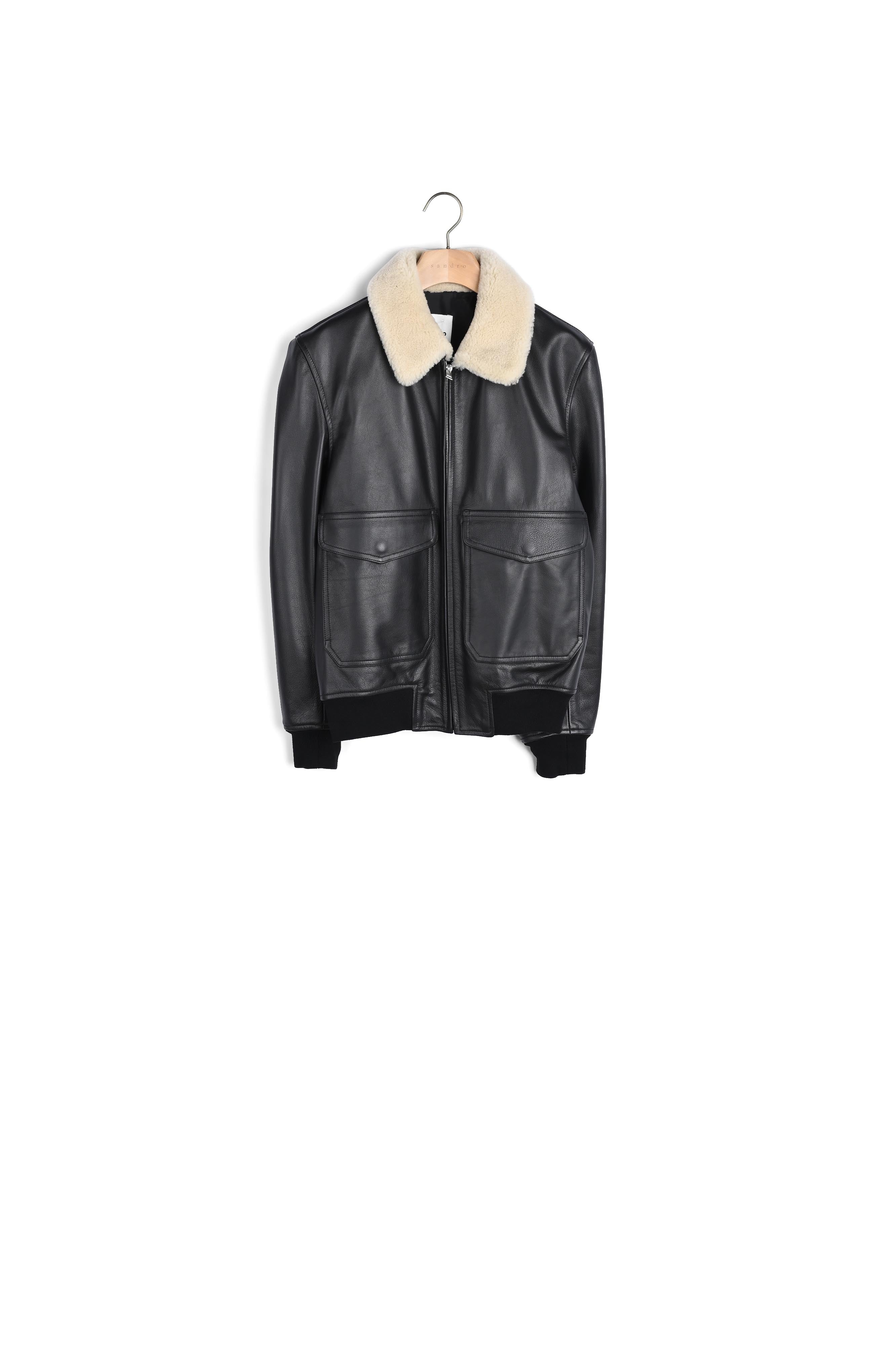 Blouson aviateur en cuir Sandro seconde main