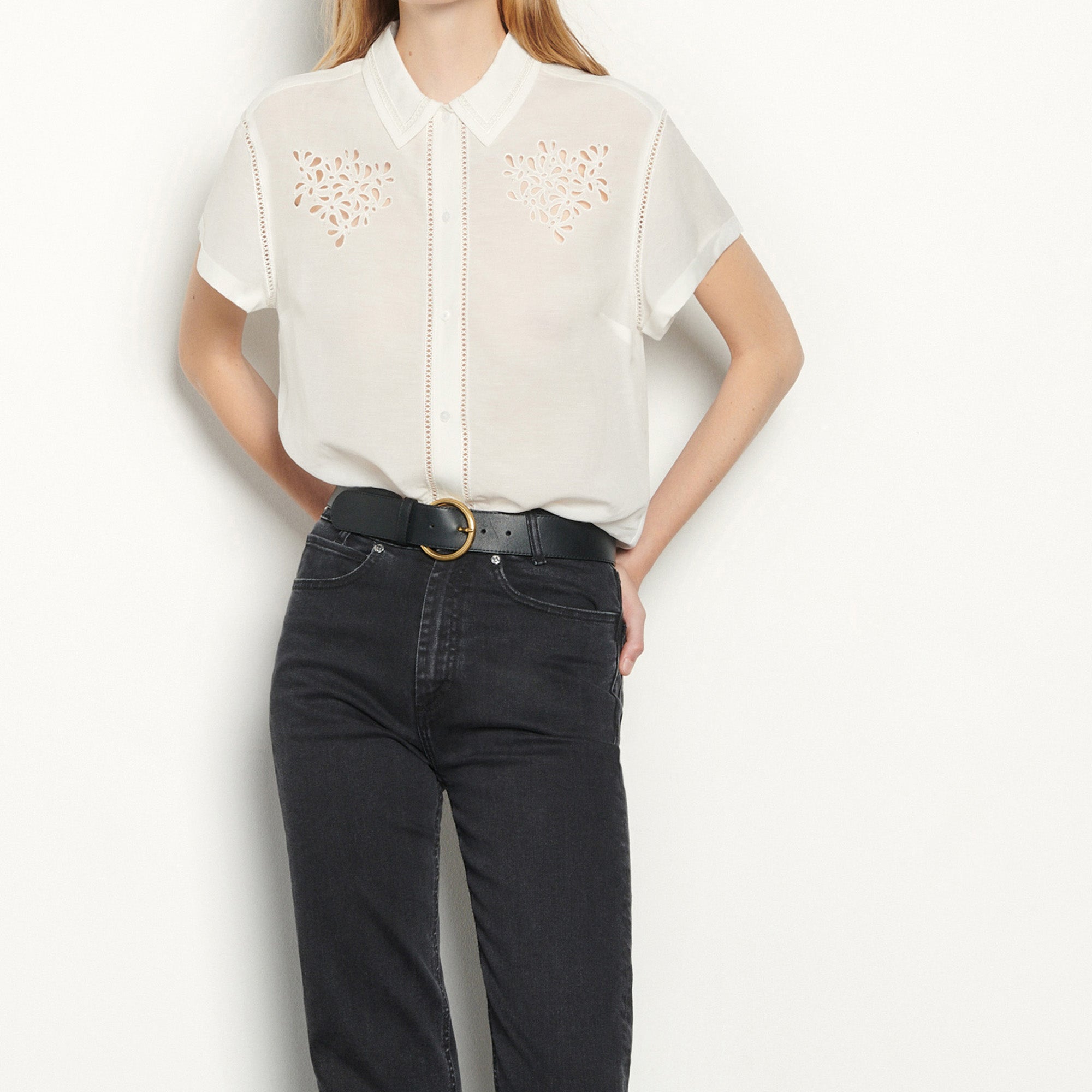 Chemise en lin mélangé et ornements Sandro seconde main